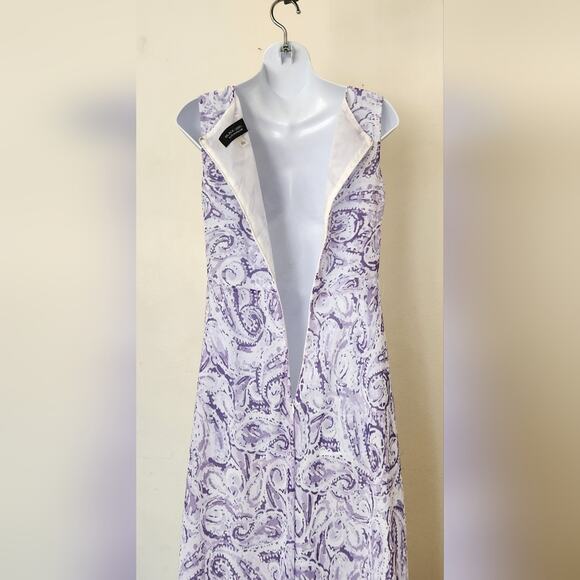 BLACK LABEL by Evan-Picone Lilac Paisley Print Sleeveless Fit & Flare Dress - Picture 5 of 11